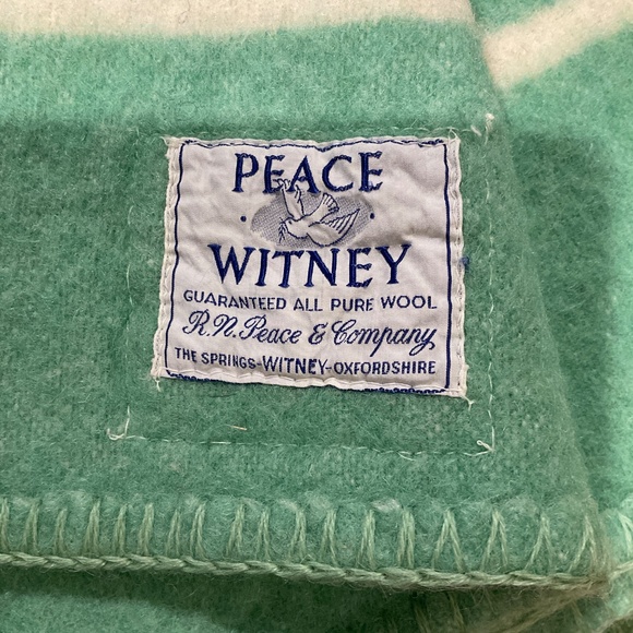 Vintage Witney cream and green wool blanket - Picture 12 of 14